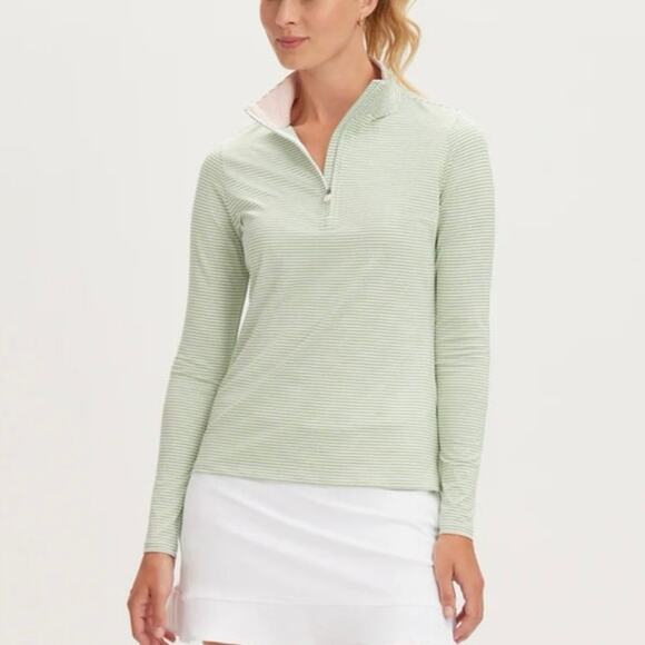 Renwick RNWK Striped 1/4 Zip - Fairway White size xs - Picture 2 of 9